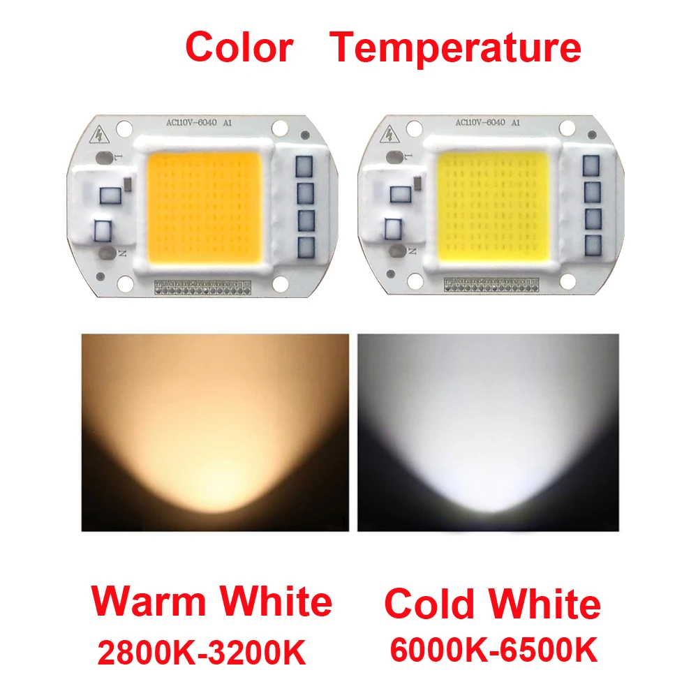 10 шт./лот LED COB Chip лампа 20 Вт 30 50 AC110V 220 В IP65 Smart IC подходит для DIY прожектора уличная
