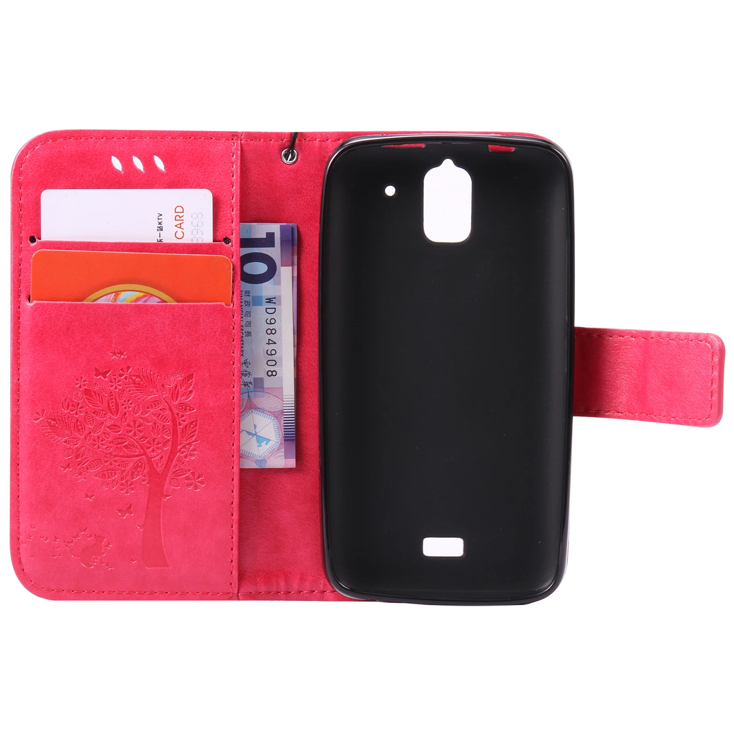 Разноцветная Pattern Роуз Тиснением Слот Для Карты Бумажник PU Кожа Стенд Флип Дело