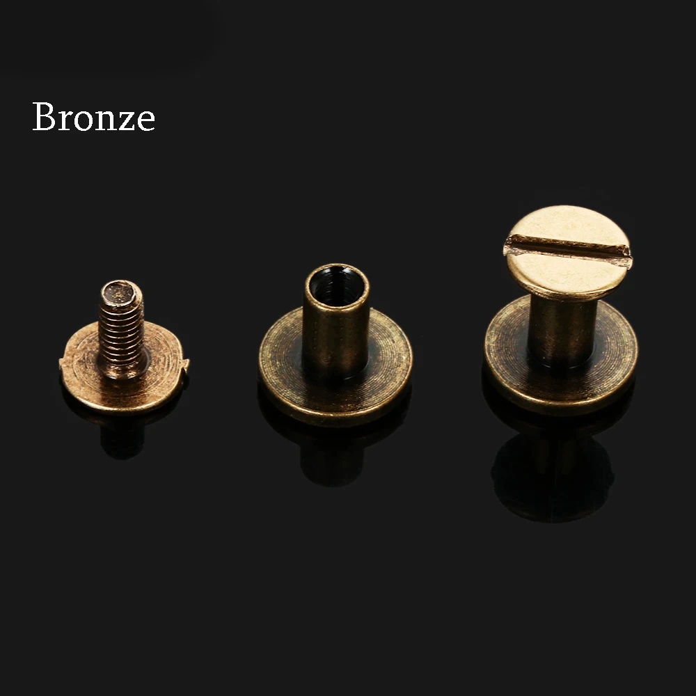 bronze 10 шт. Кожа ремесло Твердых Ногтей болт бухгалтерия круглой головкой и крестообразным шлицем с заклепками и декоративными полосами; Винт для Чемодан ремесло одежда/Сумка/Shoes5/6,5/8 мм - Цвет: bronze