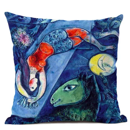 03 Master Chagall, льняная наволочка с рисунком маслом, декоративная наволочка для подушки для офиса и дома, Almofada Cojines Coussin - Цвет: 03