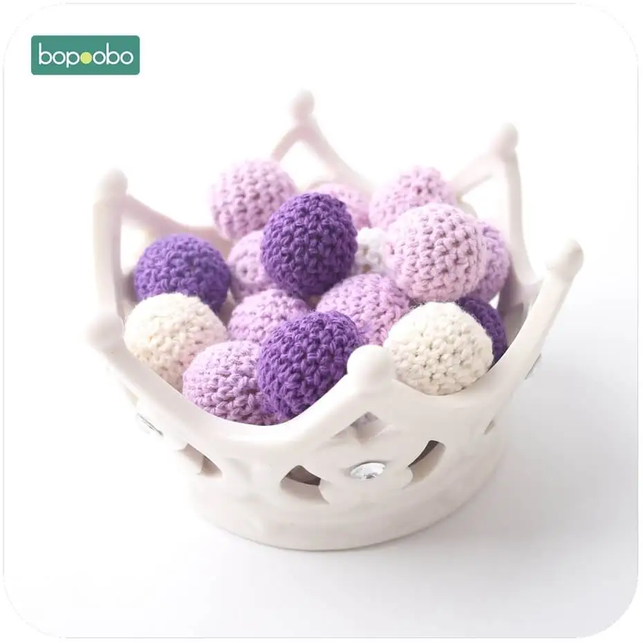 purple series Bopoobo детские ювелирные изделия для кормления, аксессуары для вязания крючком, бисер 20 мм, 5 шт., разноцветный вязаный крючком браслет для прорезывающихся зубов, бисер для вязания крючком - Цвет: purple series