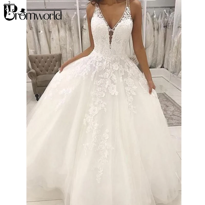 Платье vestido de noiva романтическое платье невесты бальное с v образным вырезом