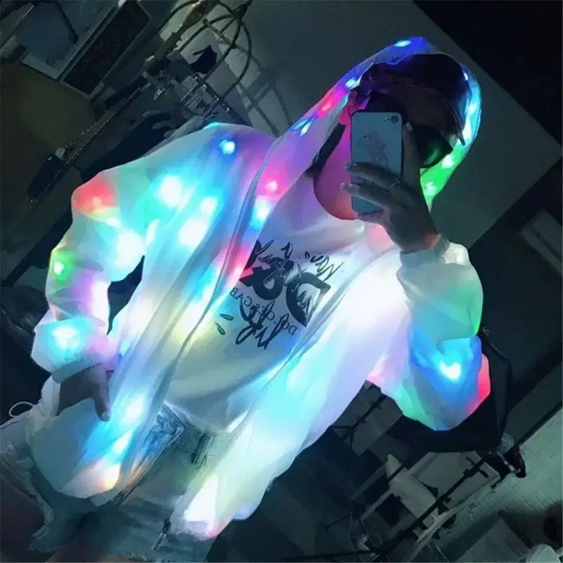 Good Quality New LED Jacket Light Up Outwear Stage Costume Full Focus Night Running Motorcycles Cycling Clothings Bar Pub