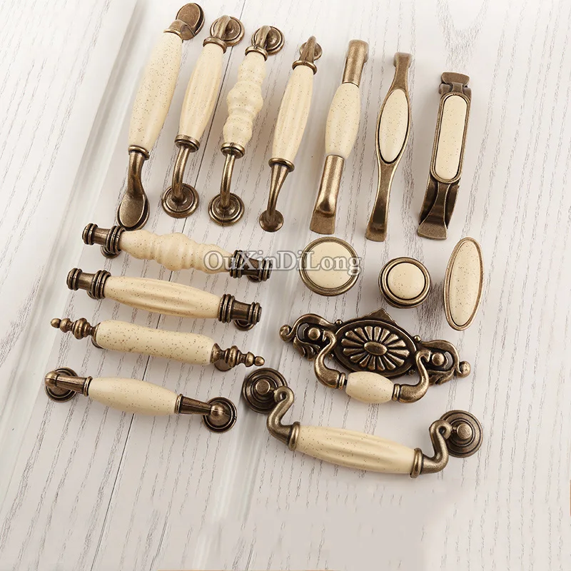 Винтажные керамические ручки для кухонной мебели 10 шт. кухонных дверей в