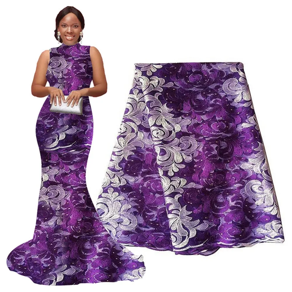 Классическая Горячая Тюль вышитая Сетка кружевная ткань Африканский