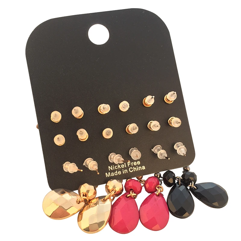 Marte&ampJoven Retro Water Drop Long Earring Set for Women Classic Flower/Owl/Bow-knot/Heart Earrings 9 Pairs/set Ear Jewelry | Украшения и