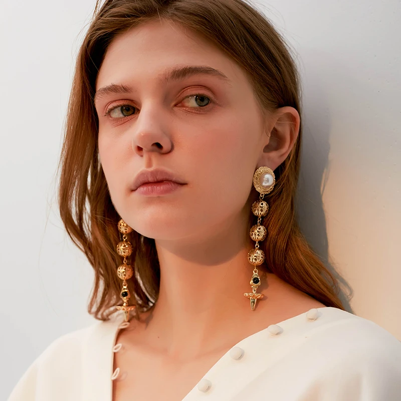 Винтаж барокко серьги в форме Креста Для женщин новые тенденции с