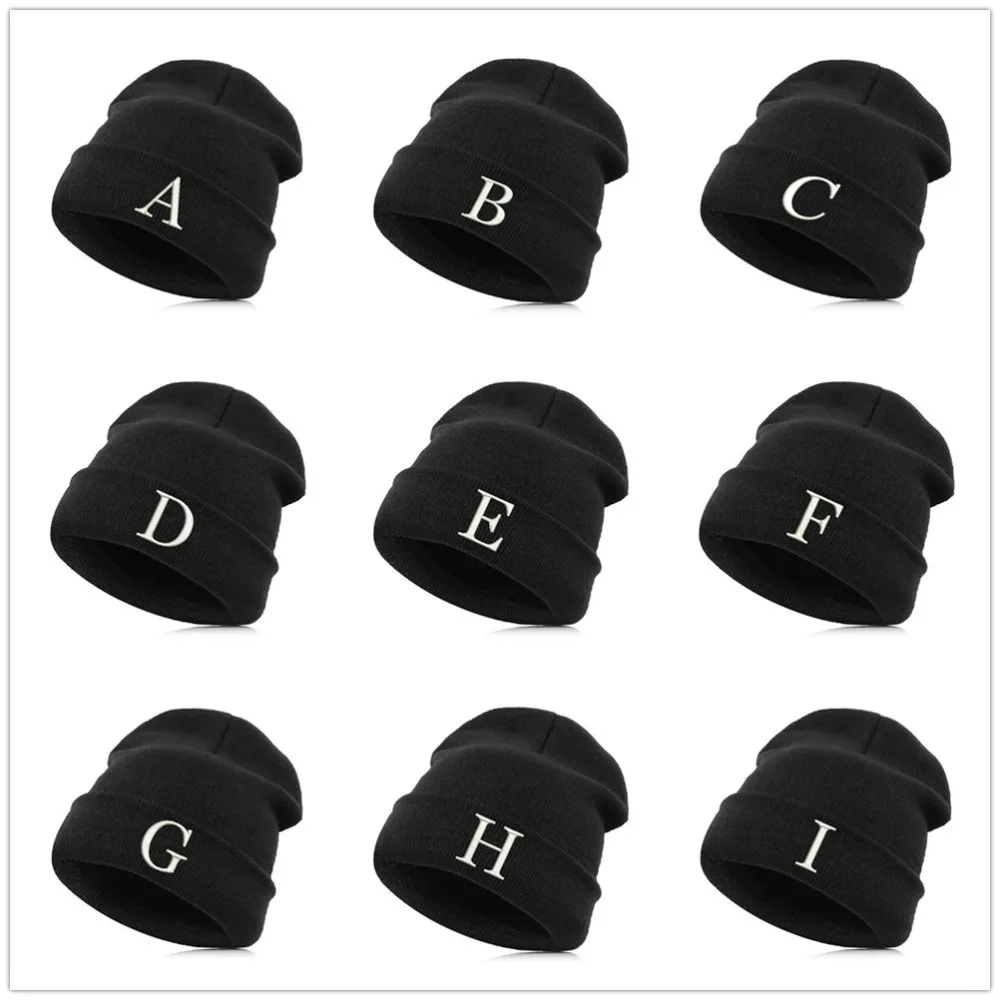 Письмо шапочки шляпа Skullie зимние вышивка в стиле панк для мужчин и женщин