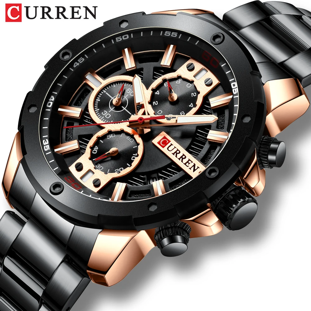 

CURREN Sport Quartz Men's Watch New Luxury Fashion Stainless Steel Wristwatches Chronograph Watches for Male Clock Reloj Hombres