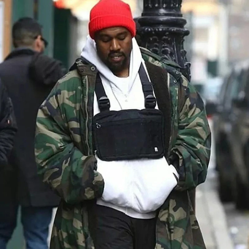 Мужская сумка Кроссбоди Kanye West черная на плечо с регулируемой талией 2019|Поясные