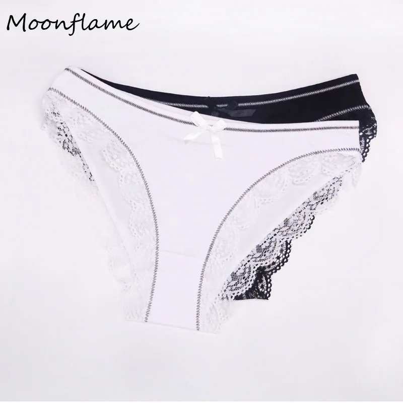 Moonflame 1 шт./лот Новое поступление удобные с низкой посадкой сексуальные кружевные Хлопковые женские трусы M L XL 89048