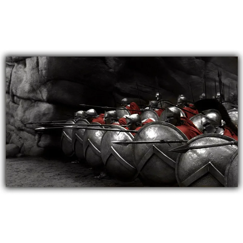 300 спартанских воинов с копьями щит шелковая ткань плакат печать кино обои