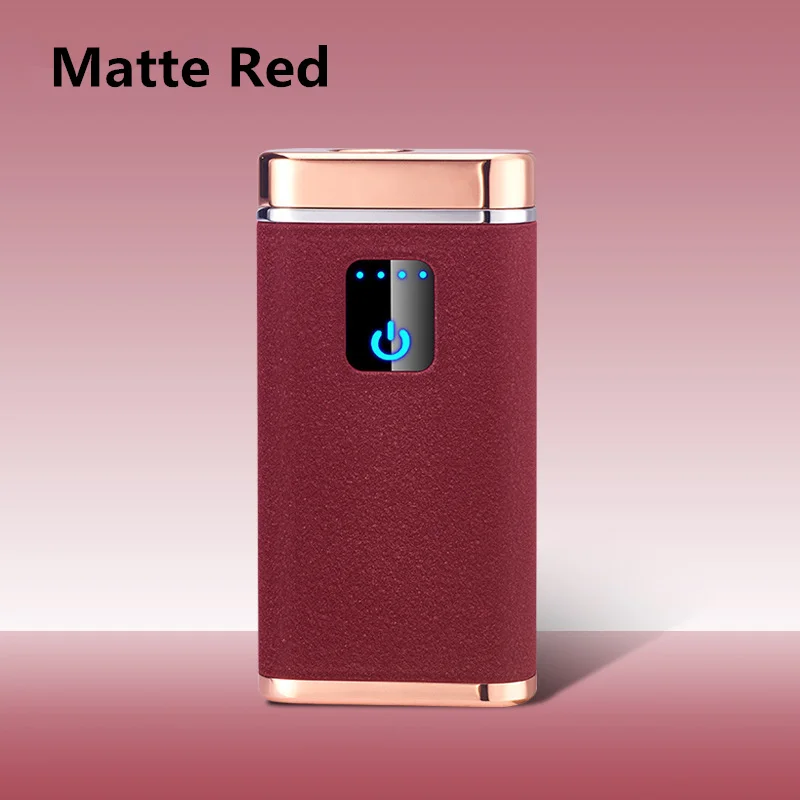 Matte Red Творческий 2A Мощность банк прикуриватель с светодиодный фонарик Smart Touch Индукционная двойной дуги электронная USB Зажигалка Зарядное устройство Pal - Цвет: Matte Red
