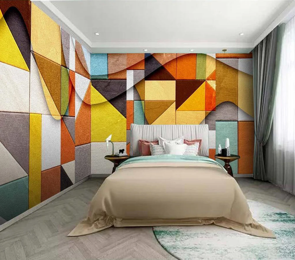 

Decorative wallpaper Simple grid background wall painting