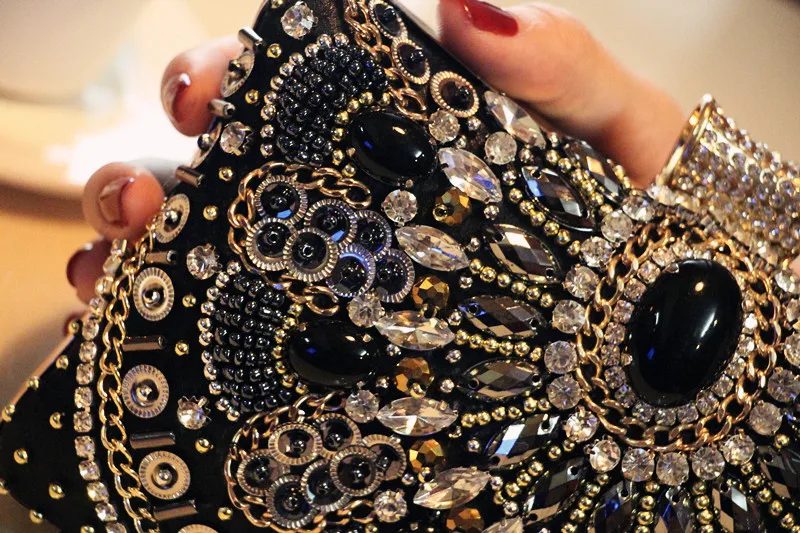 Высококачественная Тяжелая вечерняя сумка с цепочкой и бисером ручной