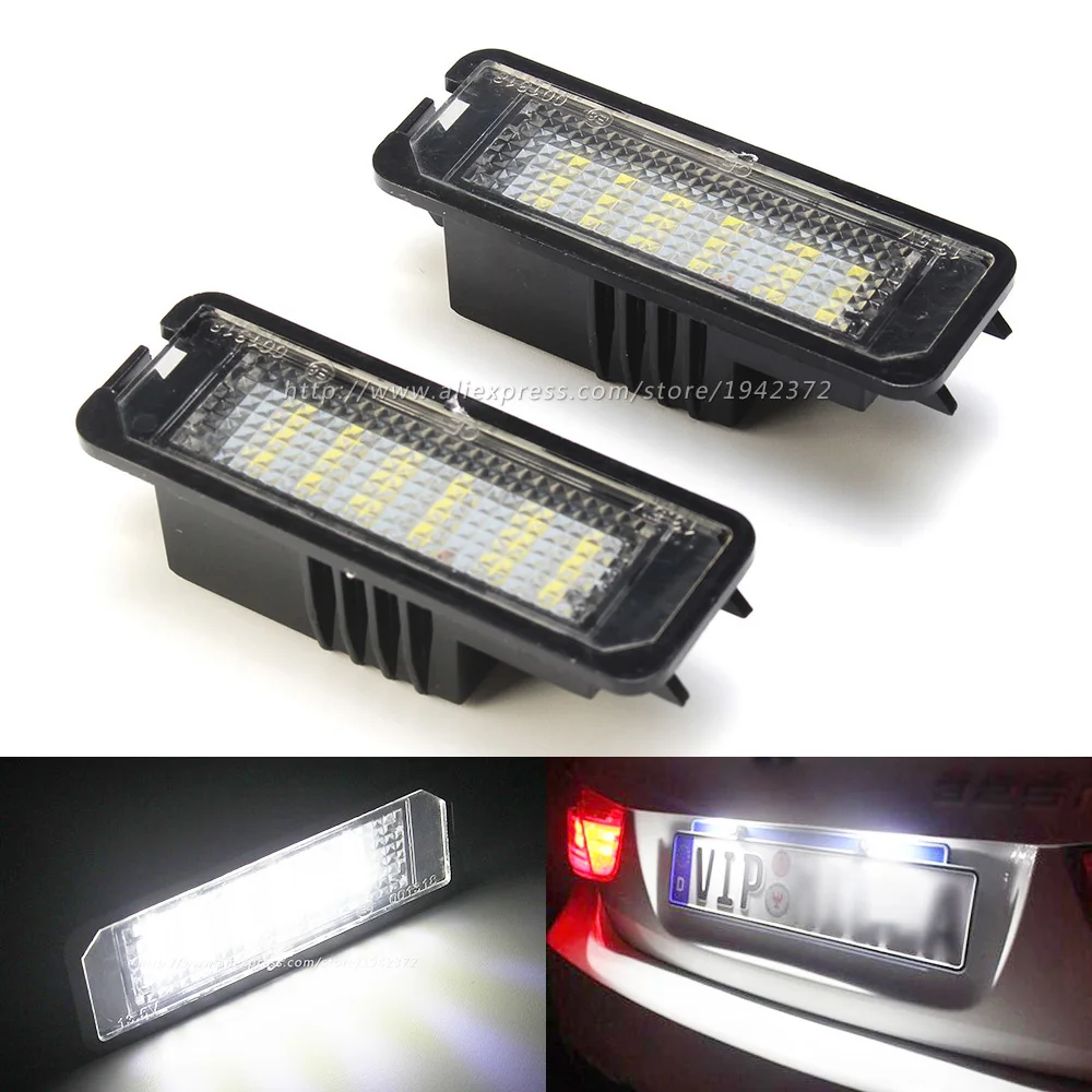 

2Pcs/Set Xenon White Car 18SMD Error Free Canbus LED Number License Plate Lights Replacements For Skoda Superb Free Shipping