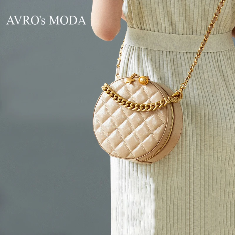 Бренд AVRO MODA, женские сумки на плечо из натуральной кожи, женские сумки с круговой цепочкой, сумки через плечо, женские ретро маленькие сумки-тоут