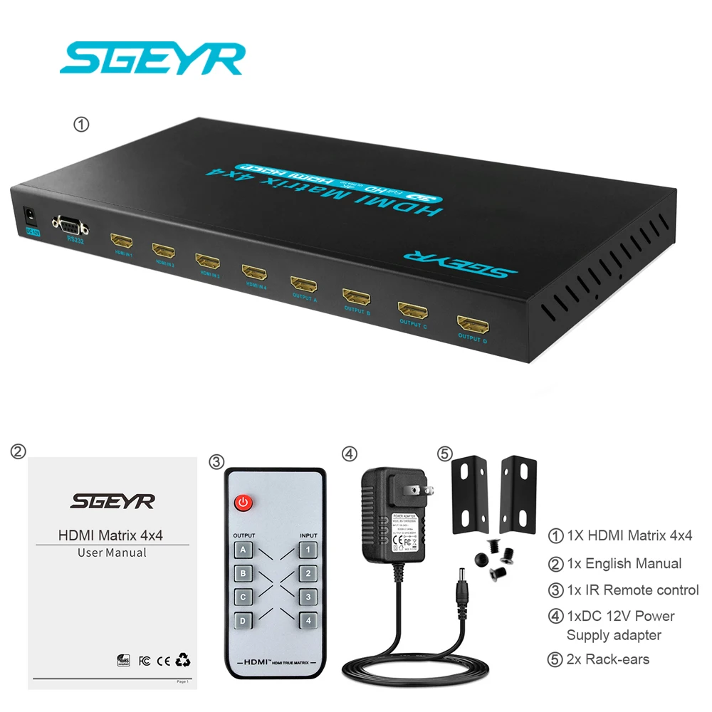 4K x 2K HDMI матричный коммутатор 4x4 HDMI разветвитель 4 входа 4 выхода HDMI 1,4 коммутатор 1080P с ИК-пультом дистанционного управления для проектора