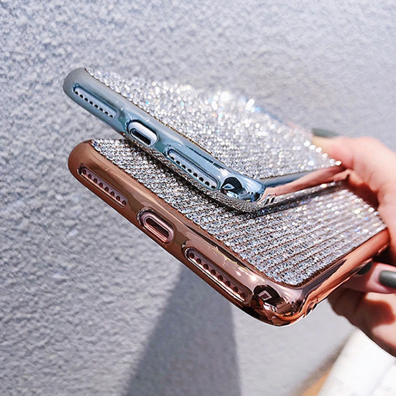 Блестящий чехол со стразами для iphone 12 Pro 11 XS Max XR X 8 7 6s plus модные блестящие мягкие