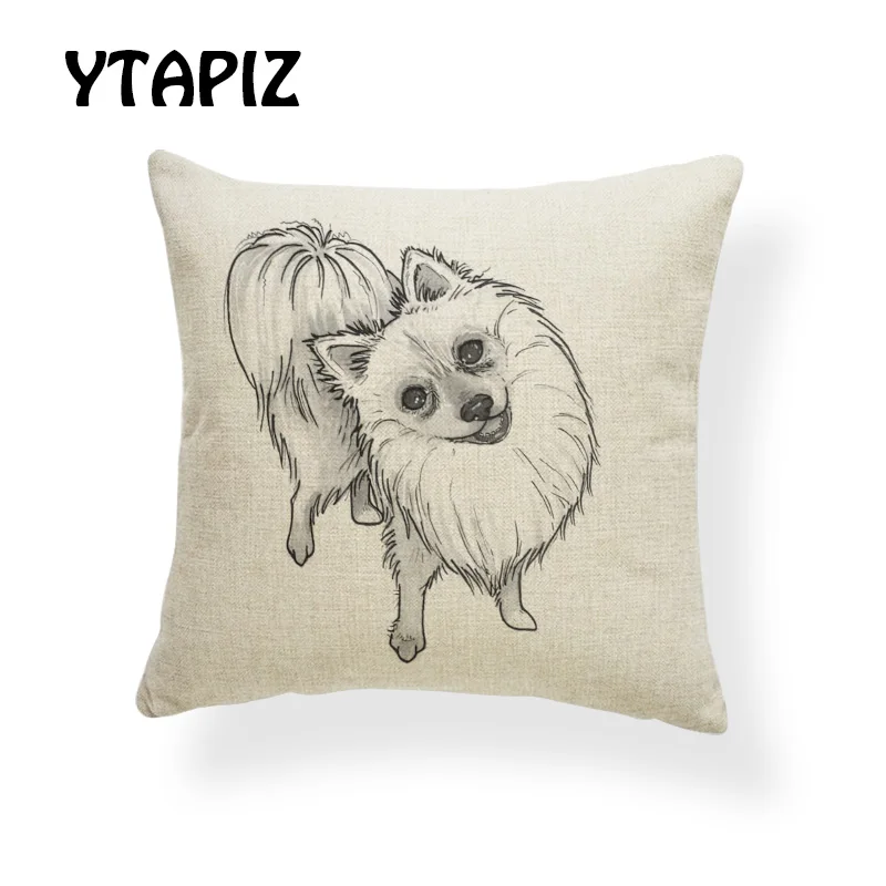 Простой Эскиз Портрет Whippet такса американский стаффордширский терьер микс подушки набор 45X45 см полиэстер диван декор подушки