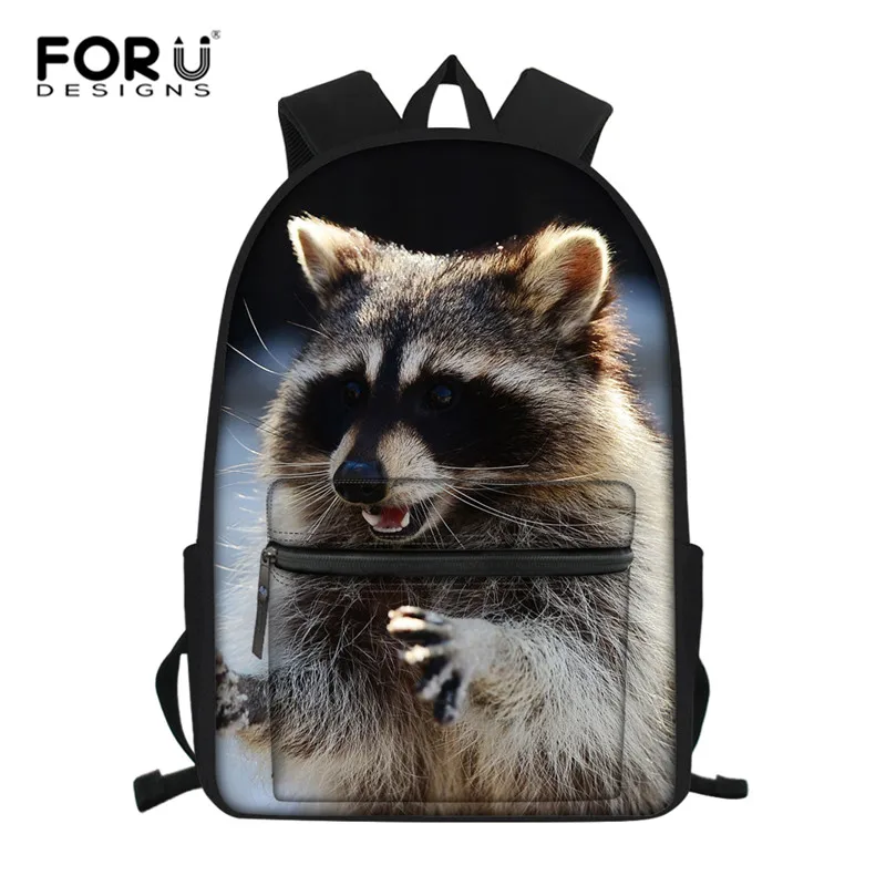 Рюкзаки для младшей и старшей школы FORUDESIGNS с енотом девочек сумки начальной