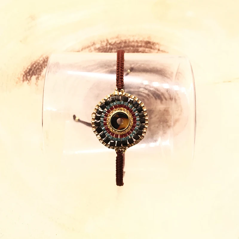 

FAIRYWOO New Fashion Woman Round Bracelets Sun Woven Charm Ethnic Crystal Bracelets Glass Miyuki Beads Rope Chain Adjustable