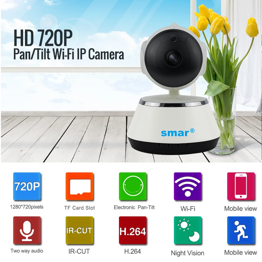 Smar купольная камера 720P Беспроводная ip CCTV P2P домашняя система видеонаблюдения
