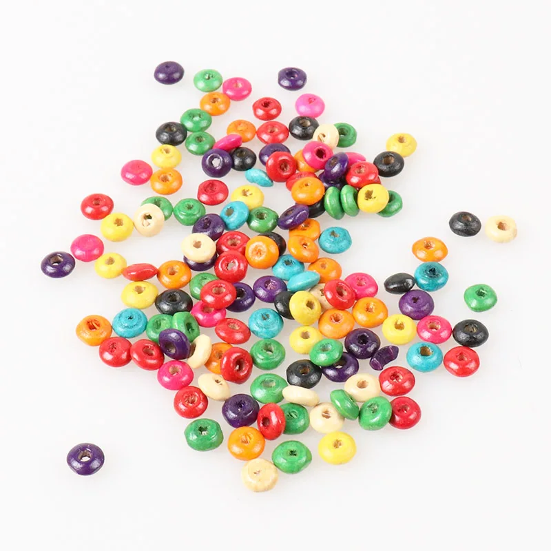 Wholesale 6mm 500pcs Multicolor Wooden cute round wheel Spacer Loose beads Fit Children Handmake DIY Accessory | Украшения и