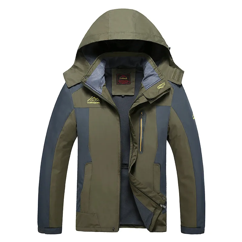 Повседневная мужская куртка размера плюс 6XL 7XL 8XL с капюшоном из флиса