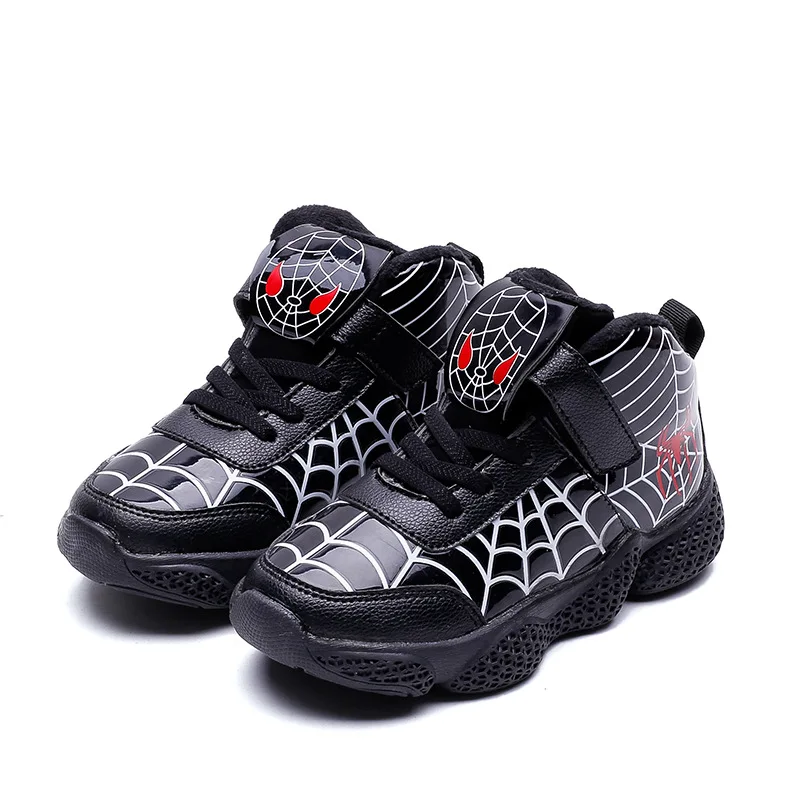 Детские спортивные кроссовки с рисунком Человека-паука для мальчиков; детская светящаяся обувь; Chaussure Enfant; обувь для девочек; спортивная обувь для бега из кожи