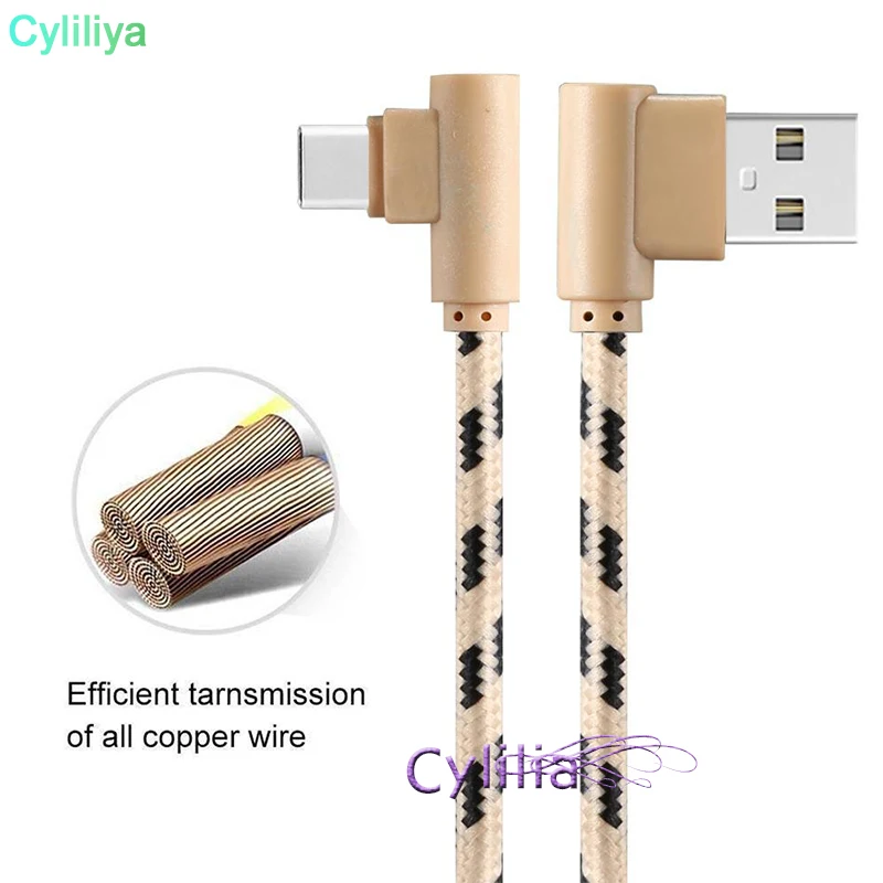 USB C Type кабель в оплетке с углом 90 градусов Micro Android зарядный адаптер для Samsung S9 Plus