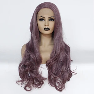 Mixed Purple V'NICE натуральный длинный волнистый платиновый блондин парик высокая температура волокна бразильские волосы синтетический парик фронта шнурка для парика - Цвет: Mixed Purple