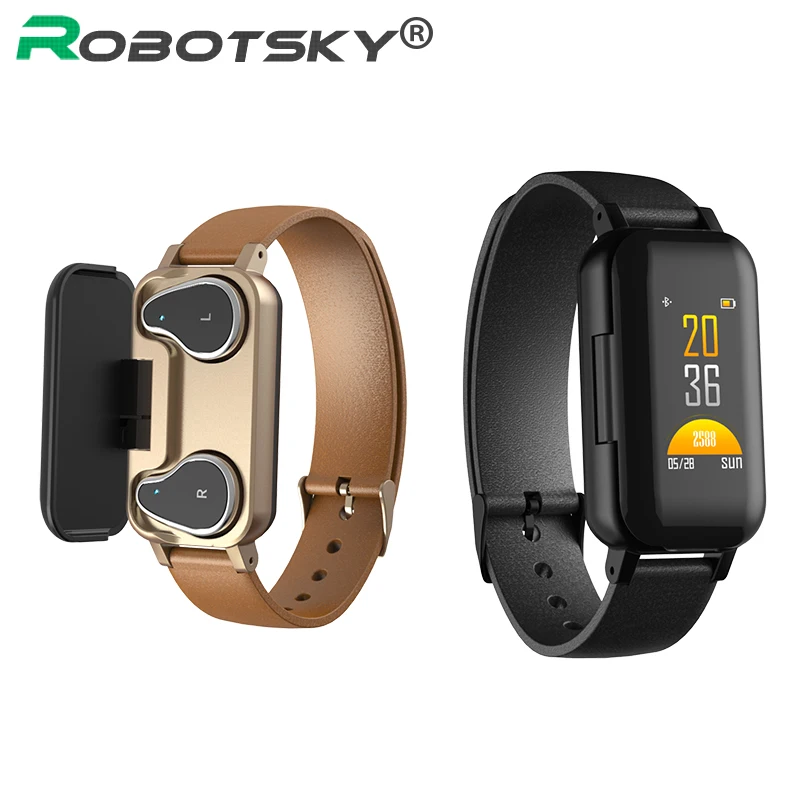 Robotsky T89 TWS Bluetooth 5,0, наушники, умный Браслет, фитнес-трекер, пульсометр, кровяное давление, спортивные Смарт-часы для мужчин и женщин