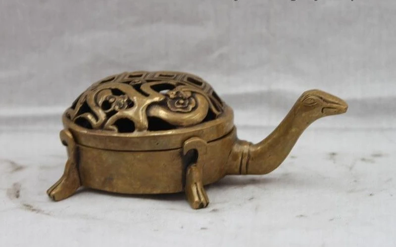Китайский народный медный Бронзовый резной два дракон горелка для ладана