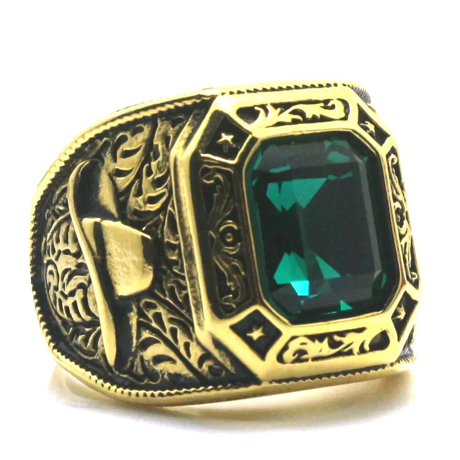 Мужские Мальчики 316L крутое Золотое западное Ковбойское кольцо|ring ring|green stonegreen stone