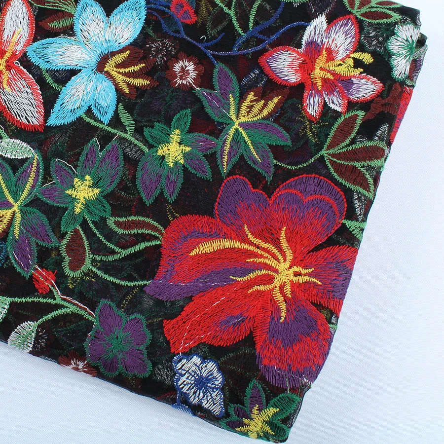 Тяжелый вышитый красный цветок кружева чистая ткань Цветочная вышивка свадебное