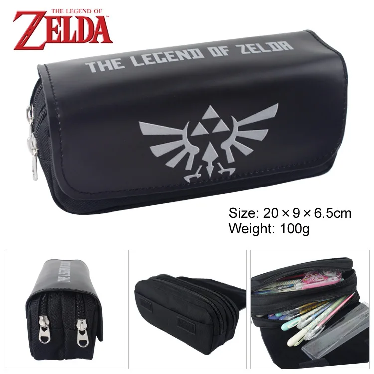 

IVYYE 1PCS Black Zelda Link Anime Cosmetics Bags PU Zipper School Pencil Case Storage Pen Bag Large Pouch Stationery New