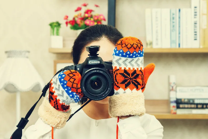 Women Bohemian Christmas Trees Wool Winter Gloves With Plush Mouth Warm Mittens Mitts Mujer Luvas De Inverno Free Shipping | Дом и сад