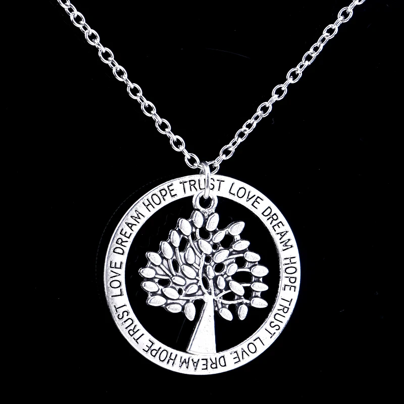 Новейшая подвеска Love Dream Hope Trust Circle Tree Of Life ожерелье для женщин и девушек ювелирные