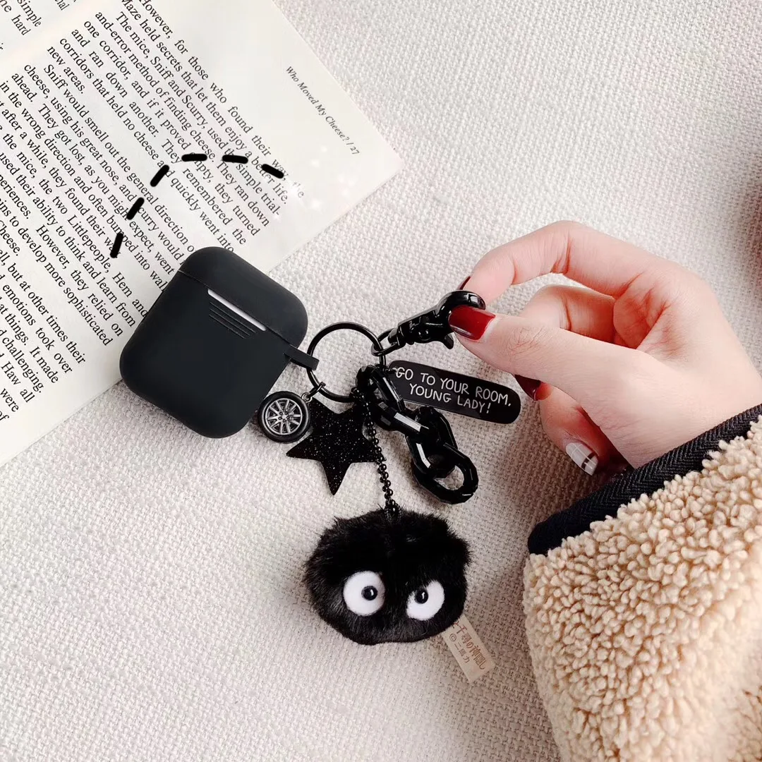 Cute 3D Plush Doll Totoro key pendant &amp Silicone Bluetooth Wireless Earphone Case for AirPods Air Pods Charging Box Keychain |