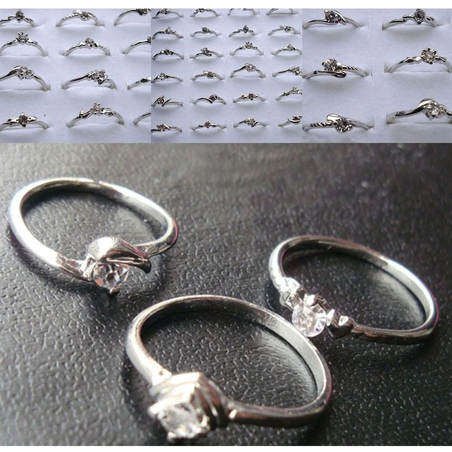 10Pcs/lots Wholesale Jewelry Mixed Style Tibet Silver Vintage Rings For Women Girls Crystal midi rings Small Size | Украшения и