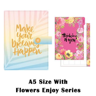 Lovedoki Dokibook A5 A6 ноутбук плановики ноутбуки для дневника, списка дел розовое золото Kawaii Органайзер DIY канцелярские принадлежности - Цвет: A5 Flowers Enjoy