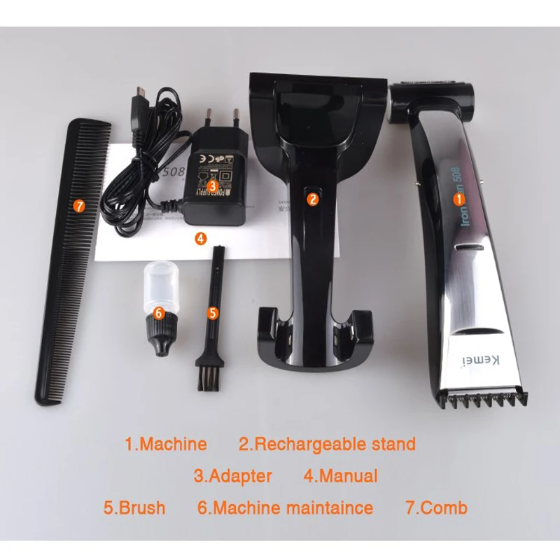 Триммер для бороды KEMEI 2 в 1 водонепроницаемая перезаряжаемая бритва лысый станок