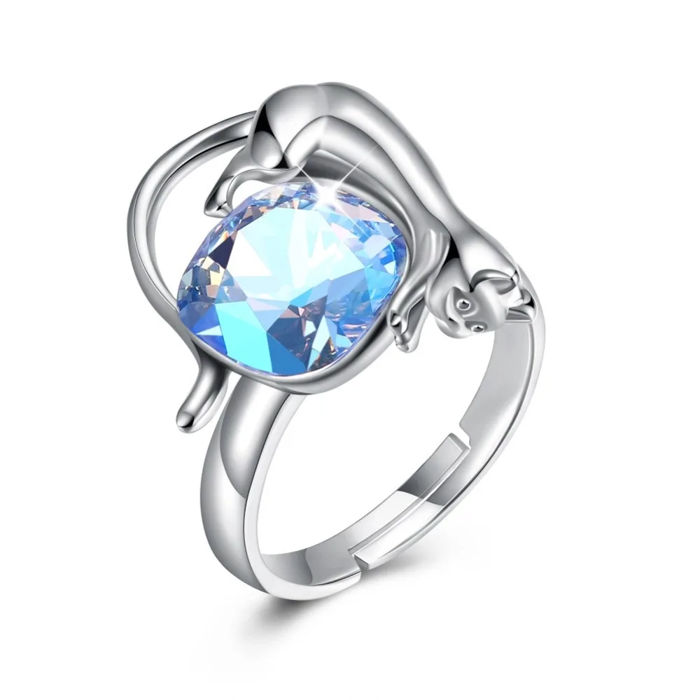 Кольцо LEKANI из стерлингового серебра 925 пробы с кристаллами Swarovski изящное