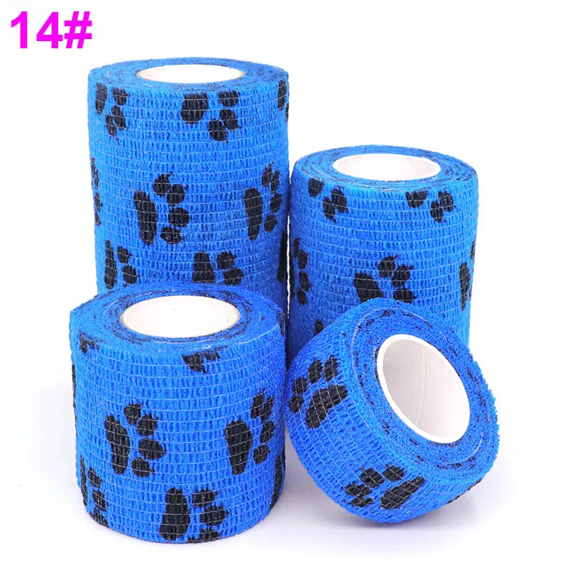 14Dog claw Dark Blue 1 шт. напечатанный медицинский самоклеящийся эластичный бандаж 4,5 м красочная спортивная повязка лента для пальца коленный сустав аптечка лента из ПЭТ - Цвет: 14Dog claw Dark Blue