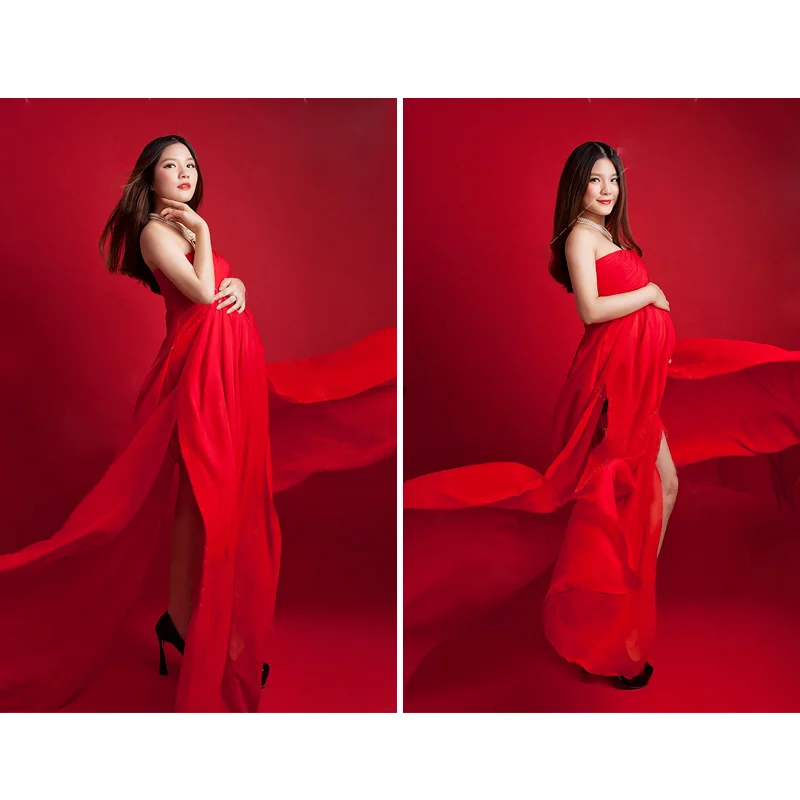 SMDPPWDBB реквизит для беременных Платья красные платья Одежда фотосессии длинное