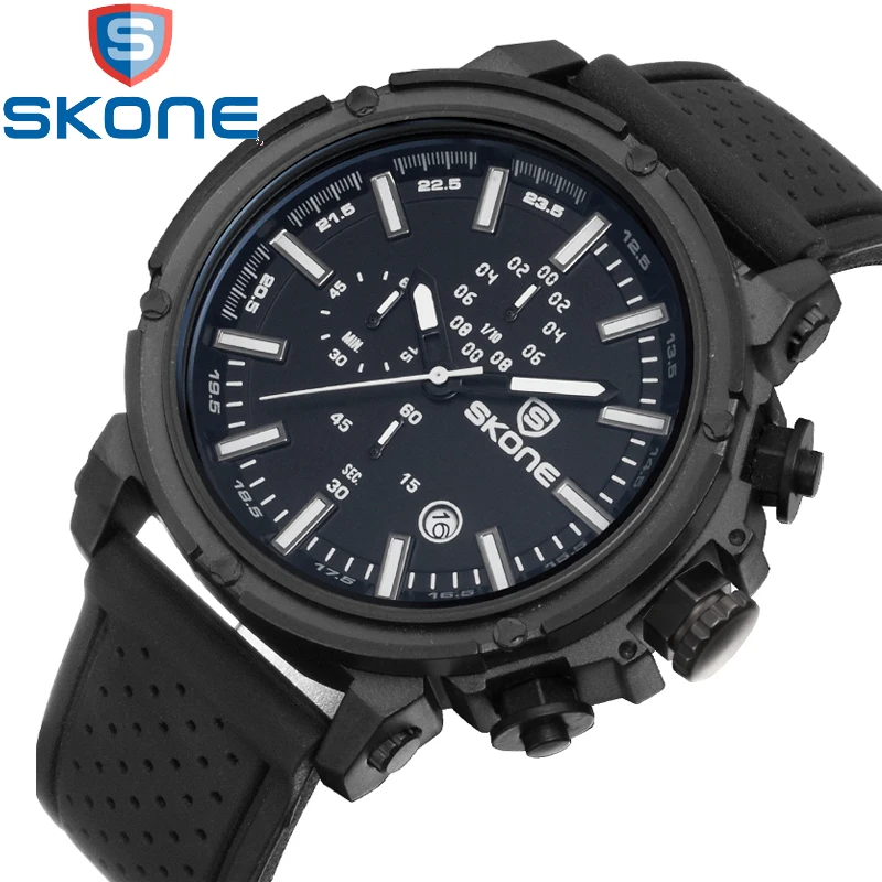 Skone мужские спортивные часы силиконовые многочасовые водонепроницаемые