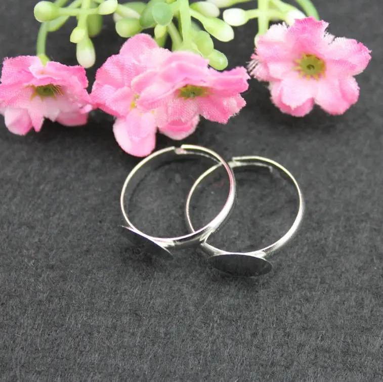 70 шт. клеевая прокладка 8 мм Diy Посеребренная кольцевая основа Anillo Регулируемые