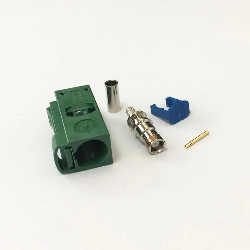 1 шт. RF Fakra E 6002 гнездовой разъем зеленый SMB обжимной соединитель для кабеля RG316 RG174