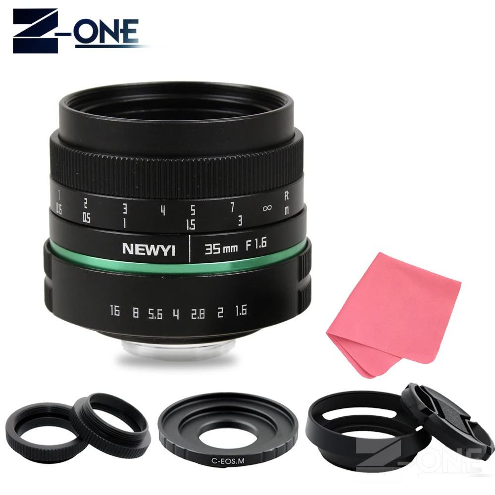 

NEWYI Camera lens 35mm f1.6 APS-C CCTV TV Movie Lens +C Mount for Canon EOS M M2 M3 M5 M6 M10 EOS M100 Camera